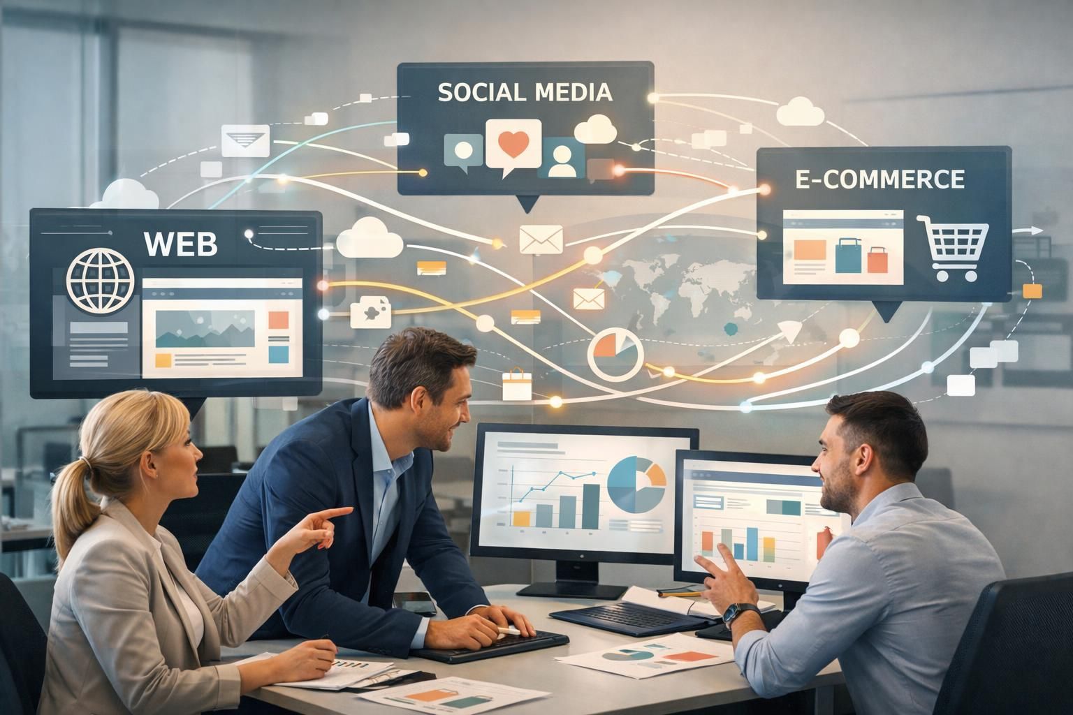 erfahren sie, wie unternehmen web, social media und e-commerce erfolgreich in ein einheitliches system integrieren, um effizienz und kundenbindung zu steigern.